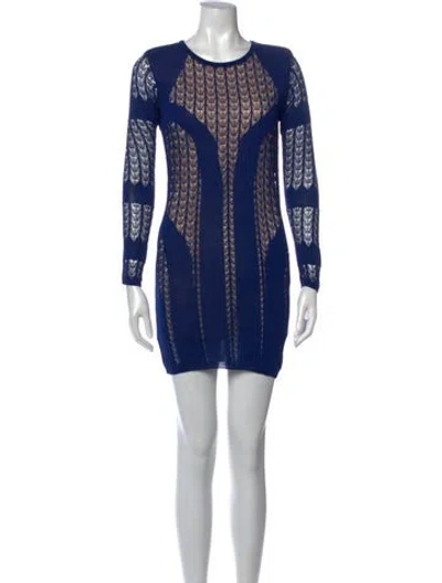 Pre-owned Dagmar Patterned Mini Dress In Blue