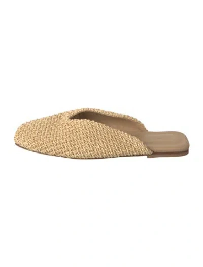 Pre-owned Dagmar Raffia Mules In Gold