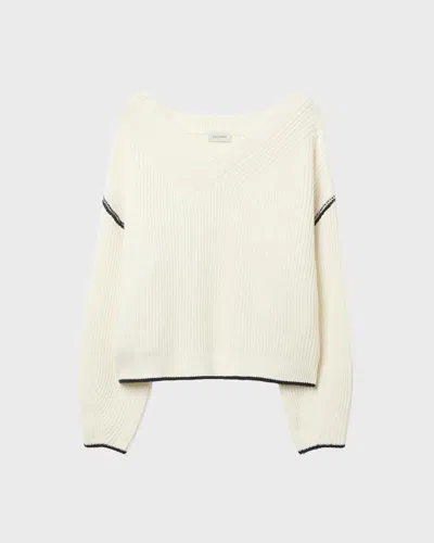 Dagmar Relaxed V-neck Knit Vit In Neutral