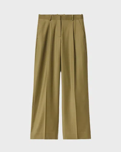 Dagmar Relaxed Wool Trouser In Olivgrön