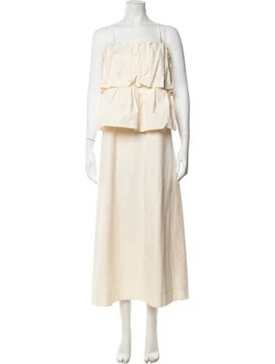 Pre-owned Dagmar Square Neckline Long Dress In Neutrals