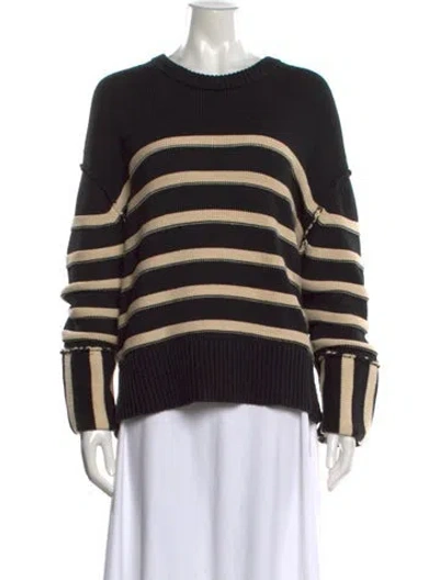 Pre-owned Dagmar Striped Crew Neck Sweater In Black