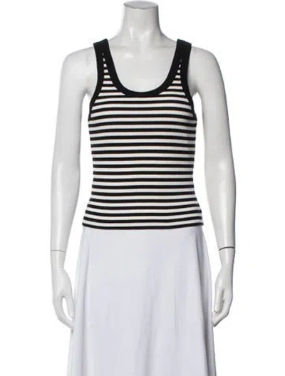 Pre-owned Dagmar Striped Crew Neck Top In White