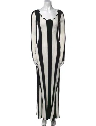 Pre-owned Dagmar Striped Long Dress In Black