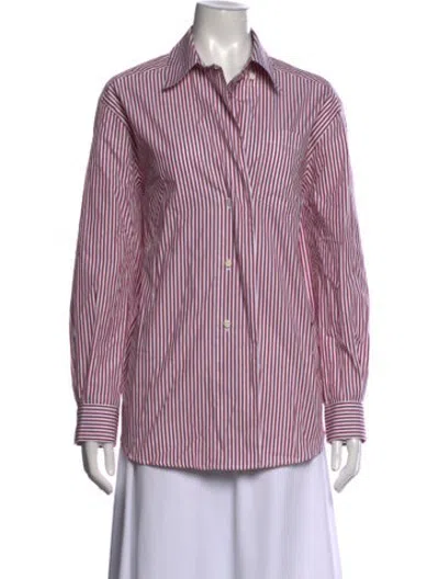 Pre-owned Dagmar Striped Long Sleeve Button-up Top In Multicolor