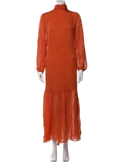 Pre-owned Dagmar Turtleneck Long Dress W/ Tags In Orange