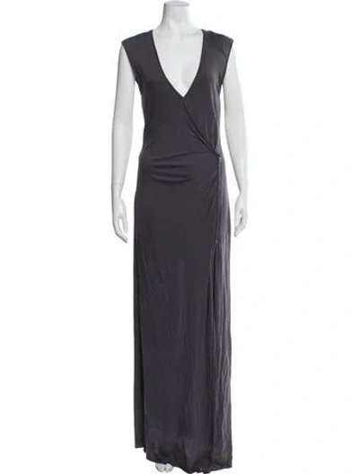 Pre-owned Dagmar V-neck Long Dress In Gray