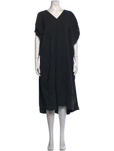 Pre-owned Dagmar V-neck Midi Length Dress In Black