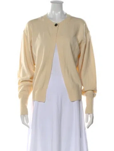 Pre-owned Dagmar Wool Open Front Sweater In Neutral