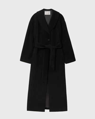 Dagmar Wool Robe Coat Svart In Black