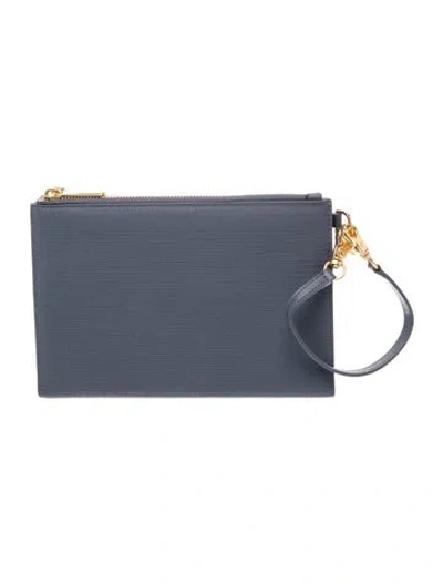Pre-owned Dagne Dover Canvas Clutch In Blue
