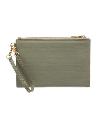 Pre-owned Dagne Dover Canvas Clutch In Green
