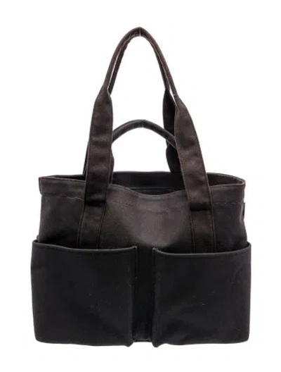 Pre-owned Dagne Dover Canvas Top Handle Bag In Black