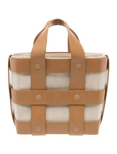 Pre-owned Dagne Dover Canvas Top Handle Bag In Neutral