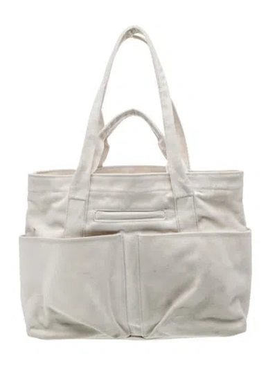 Pre-owned Dagne Dover Canvas Tote In White