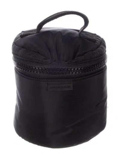 Pre-owned Dagne Dover Cylinder Cosmetic Bag In Black