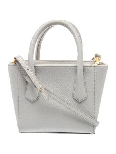 Pre-owned Dagne Dover Embossed Leather Top Handle Bag In Gray