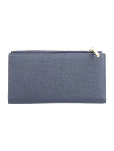 Pre-owned Dagne Dover Leather Continental Wallet In Blue