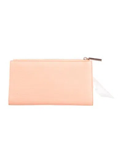 Pre-owned Dagne Dover Leather Continental Wallet In Orange