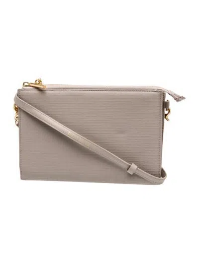 Pre-owned Dagne Dover Leather Crossbody Bag In Grey