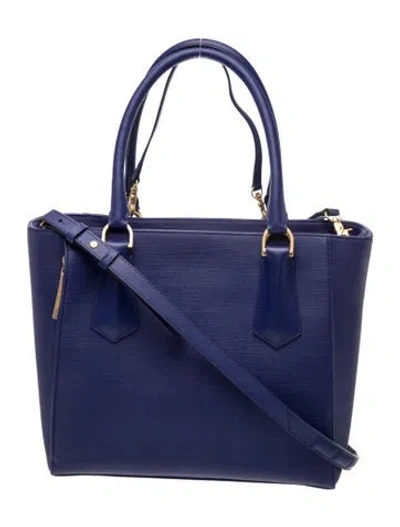 Pre-owned Dagne Dover Leather Top Handle Bag In Blue