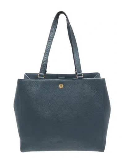 Pre-owned Dagne Dover Leather Top Handle Bag In Blue