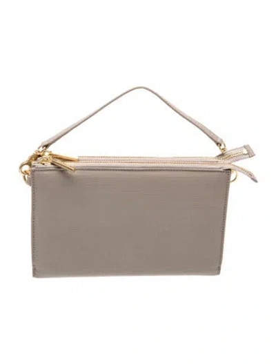 Pre-owned Dagne Dover Leather Top Handle Bag In Gray