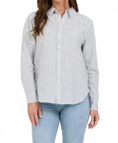 Dagne Dover Lola Button Down Shirt In White Striped In Gray