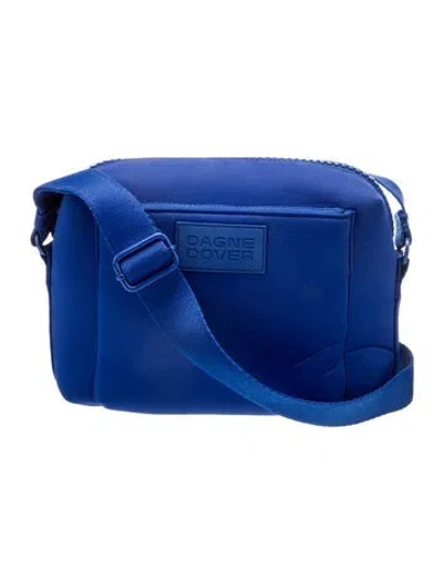 Pre-owned Dagne Dover Neoprene Messenger Bag In Blue