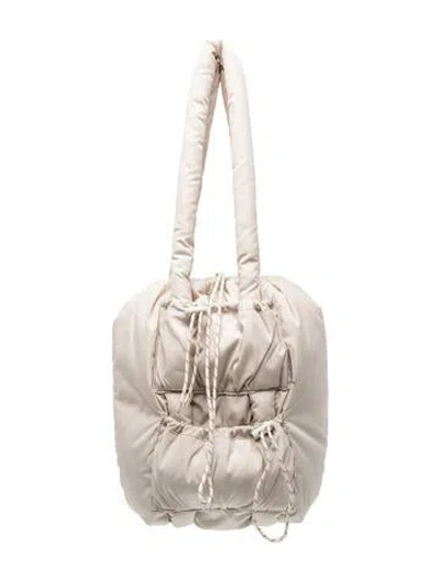 Pre-owned Dagne Dover Nylon Bucket Bag In Neutral