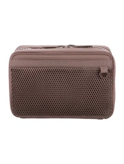 Pre-owned Dagne Dover Nylon Cosmetic Bag In Brown