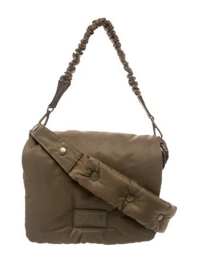 Pre-owned Dagne Dover Nylon Top Handle Bag In Green