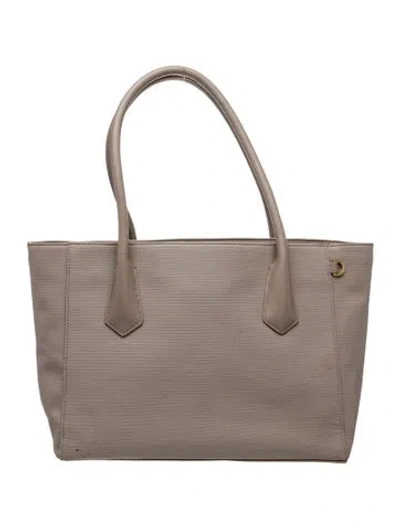 Pre-owned Dagne Dover Saffiano Leather Tote In Gray