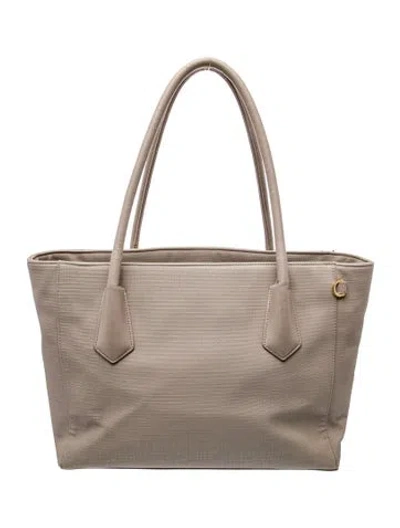 Pre-owned Dagne Dover Saffiano Leather Tote In Gray
