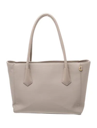 Pre-owned Dagne Dover Saffiano Leather Tote In Neutrals
