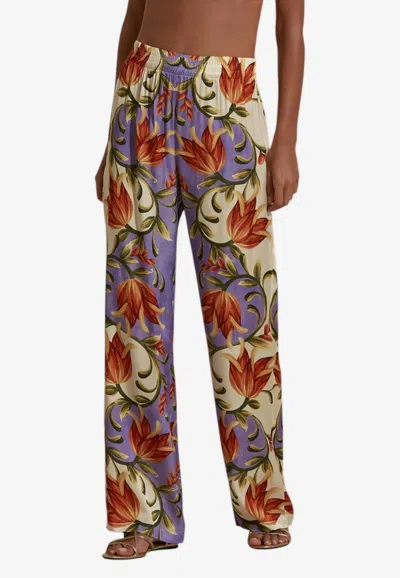 Dahlia Bianca Elena Floral Print Wide-leg Pants In Multicolor