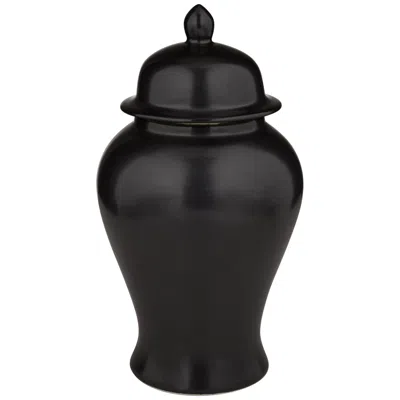 Dahlia Studios Alfano 10 3/4" High Onyx Black Ceramic Ginger Jar Urn With Lid