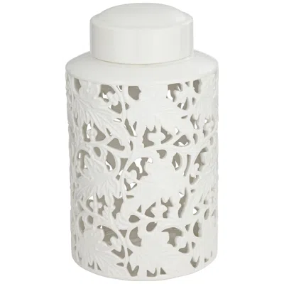 Dahlia Studios Angelique 15 3/4" High White Ceramic Ginger Jar With Lid
