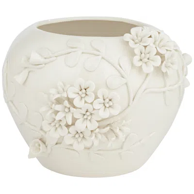 Dahlia Studios Bloomer 8 3/4" Wide White Glazed Floral Decorative Vase