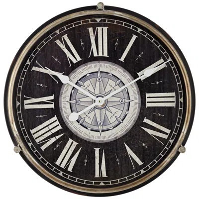 Dahlia Studios Carson 21 1/4" High Glossy Black Round Metal Wall Clock