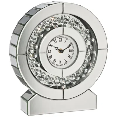 Dahlia Studios Claudyn 12" High Mirrored And Crystal Table Clock