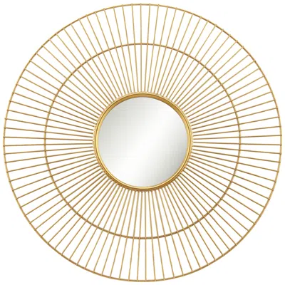Dahlia Studios Conelli Gold Leaf Metal 33 3/4" Round 2-layer Wall Mirror