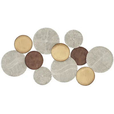 Dahlia Studios Denson 44 1/4" Wide Gold Bronze White-washed Disk Wall Art