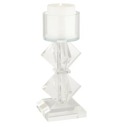 Dahlia Studios Diamond 11 1/2" High 2-stack Shiny Clear Glass Pillar Candle Holder