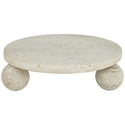 Dahlia Studios Elin 8 3/4" Wide Round Faux Stone Decorative Tray Matte Cream