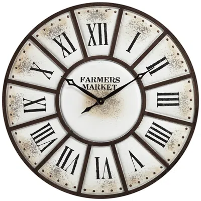 Dahlia Studios Farmers Market 39 1/4" Wide Rustic Metal Wall Clock