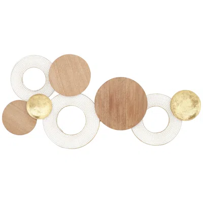 Dahlia Studios Friar 44 1/4" Wide White Gold Wood Disk Wall Art