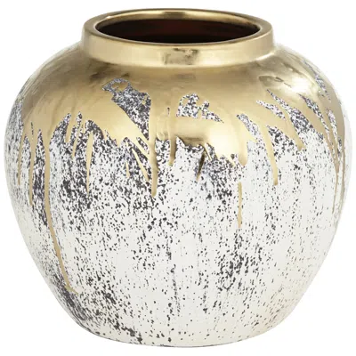 Dahlia Studios Helene 9" High Matte Gold And Gray Decorative Vase