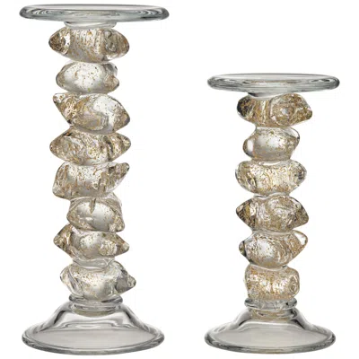 Dahlia Studios Ilion Gold Glass Candle Holders Set Of 2