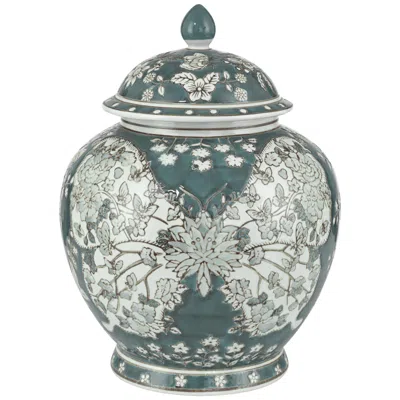 Dahlia Studios Paloma 12" High Teal Traditional Ginger Jar With Lid